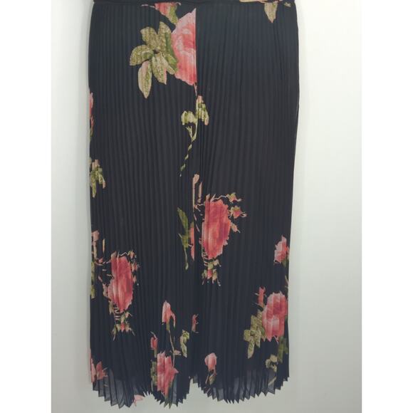 Aritzia Wilfred Black Floral Julianne Faux Wrap Pleated Midi Dress Size 2 Boho - Picture 5 of 14